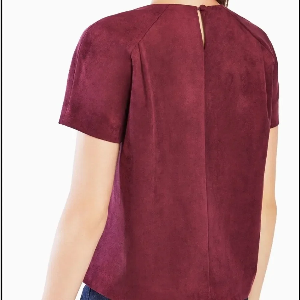 BCBG MAX AZRIA Mariko Faux Suede Top Maroon Small - Picture 4 of 7